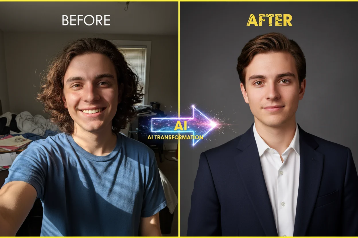 KI-generierte professionelle Bewerbungsfotos aus Casual-Fotos