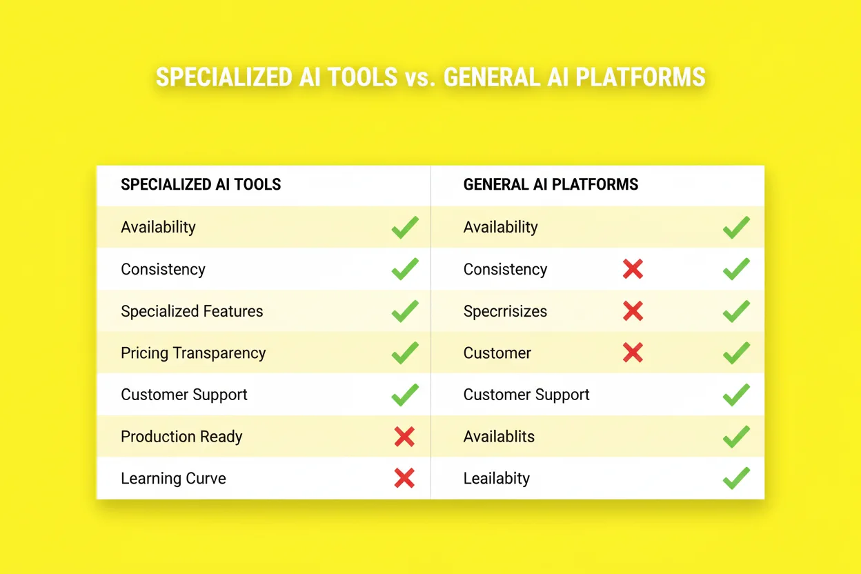Vergleichsdiagramm zeigt Vorteile dedizierter KI-Tools