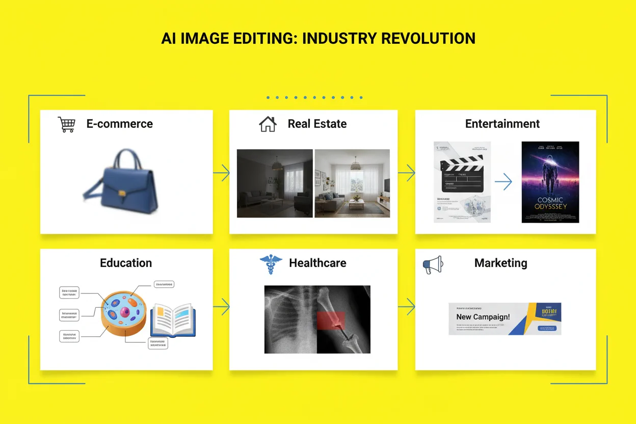 KI-Anwendungen über verschiedene Branchen Infografik